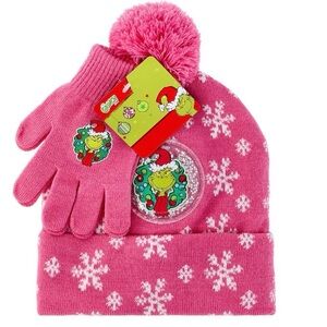 NWT. DR. SEUSS Grinch Kids Winter Hat and Gloves Set